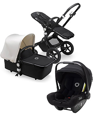 Bugaboo Trio Cameleon 3 Plus Stroller Fresh White and Turtle Air Car Seat Black - Adapters Included! Travel Systems