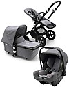 Bugaboo Trio Cameleon 3 Plus Stroller Grey Melange with Isofix Wingbase and Turtle Air Car Seat Grey Melange - Adapters Included! Trio and Duo Strollers