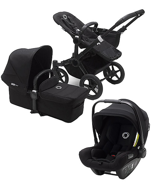 Bugaboo Trio Donkey 3 Stroller Black with Carrycoat and Turtle Air Car Seat Black unisex bambini