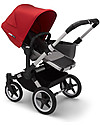 Bugaboo Trio Donkey 3 Stroller Grey Mélange with Red Canopy and Turtle Air Car Seat Grey Mélange  Trio and Duo Strollers