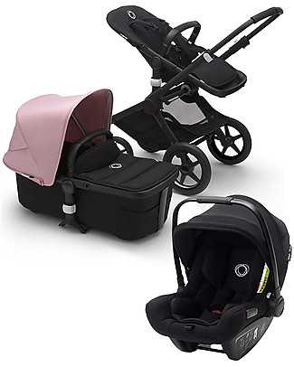 Bugaboo Trio Fox2 Black with Pink Canopy and Turtle Air Car Seat Black - Chosen by Chiara Ferragni! Travel Systems
