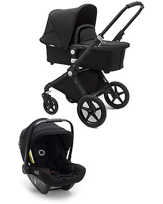 Bugaboo Trio Lynx Stroller Black - Black Frame with Turtle Air Car Seat Black - Adapters Included! Trio and Duo Strollers