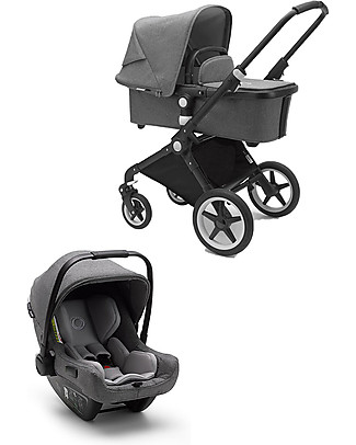 Bugaboo Trio Lynx Stroller Grey Mélange with Turtle Air Car Seat Grey Mélange - Adapters Included! Pushchairs