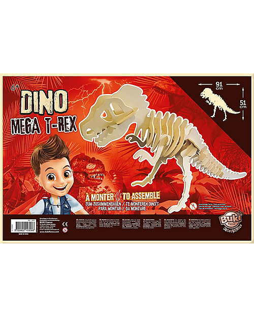 Buki Dino Mega T-Rex - Giant Wooden Tyrannosaurus to Assemble! Puzzles