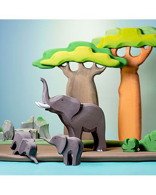 Bumbu Toys Baby Elephant - Small - 8,5 cm - Handmade Wooden Animals