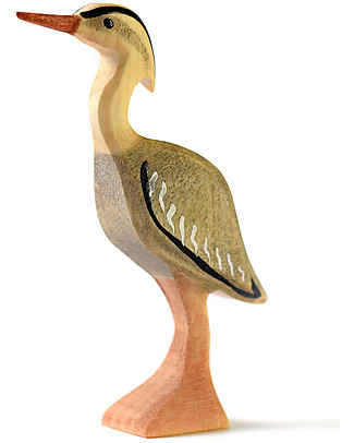 Bumbu Toys Grey Heron - Wood - 9 cm - Handmade Story Making Games