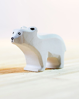 Bumbu Toys Polar Bear Cub - Wood - 4,5 cm - Handmade Story Making Games
