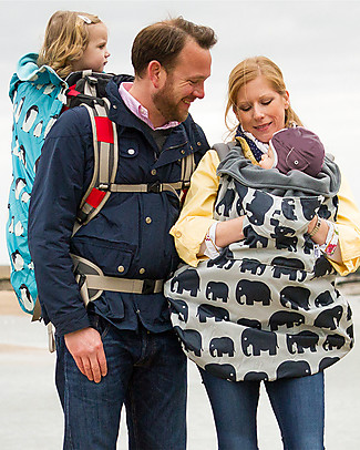 BundleBean Babywearing Fleece-lined all-weather cover Grey Elephant Baby Slings