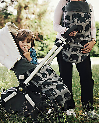 BundleBean GO - Universal Waterproof 5-in-1 Footmuff - Grey Elephant Stroller Accessories