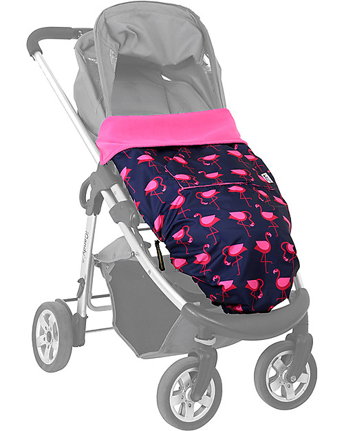 BundleBean GO - Universal Waterproof 5-in-1 Footmuff - Navy Flamingo Cover and Frame