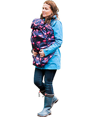 BundleBean OUTLET Babywearing lightweight raincover Navy Flamingo - Showroom Sample Baby Slings