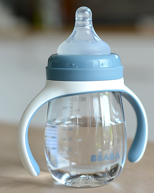 Béaba 2-in-1 Learning Cup - 210 ml - Windy Blue - Encourages Little Ones to Become Independent Baby Bottles