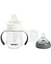 Béaba 2-in-1 Training Bottle - 210 ml - Gris Minéral - Encourages Little Ones to Become Independent Baby Bottles