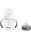 Béaba 2-in-1 Training Bottle - 210 ml - Gris Minéral - Encourages Little Ones to Become Independent Baby Bottles