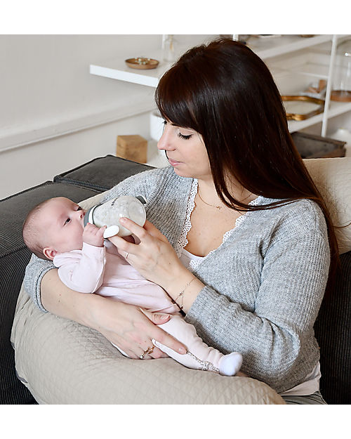 Béaba 2-in-1 Training Bottle - 210 ml - Gris Minéral - Encourages Little Ones to Become Independent Baby Bottles