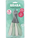 Béaba 4 Ergonomic 1st Age Spoons Set - Silicone - Grey and Sage - Handy for Adults and Delicate for Children Cutlery