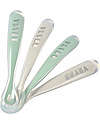 Béaba 4 Ergonomic First Age Spoons Set - Silicone - Grey and Sage - Handy for Adults and Delicate for Children Cutlery