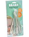 Béaba 4 Ergonomic First Age Spoons Set - Silicone - Grey and Sage - Handy for Adults and Delicate for Children Cutlery