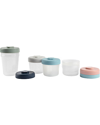 Béaba 6 Jars Set - 2x90 ml + 2x150 ml + 2x250 ml - Practical and Stackable Snack and Formula Containers