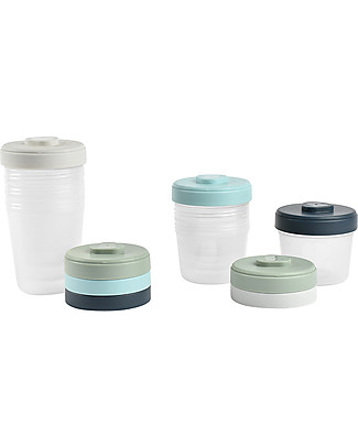 Béaba 8 Jars Set - 4x150 ml + 4x250 ml - Practical and Stackable Snack and Formula Containers