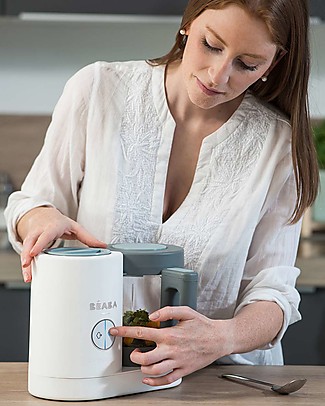 Béaba Babycook® Neo Food Maker - Grey and White - Healthy and Fast Meals for Your Growing Child Glass Food Containers
