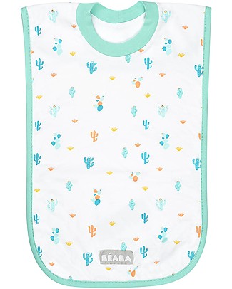 Béaba Evolutive Bib - Cotton - Cactus - Long and Wide for Better Protection Snap Bibs