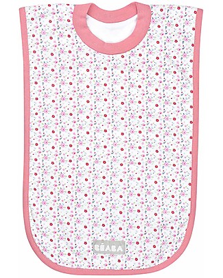 Béaba Evolutive Bib - Cotton - Flowers - Long and Wide for Better Protection Snap Bibs