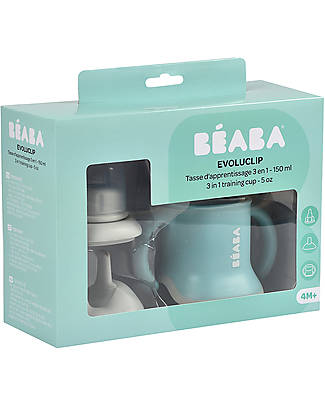 Béaba Evolutive Training Cup - 3 in 1 - Bottle, Sippy Cup and Cup - Blue Cups
