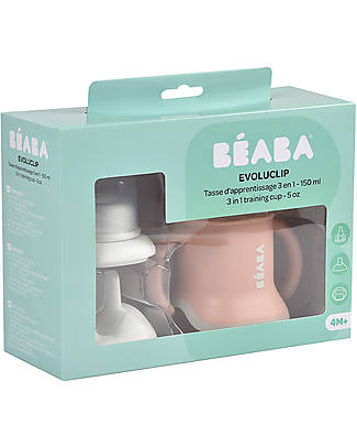 Béaba Evolutive Training Cup - 3 in 1 - Bottle, Sippy Cup and Cup - Pink Cups