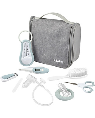 Béaba Filled Hanging Beauty Case - Green Blue - Everything You Need Always at Hand Kit Toilette Baby