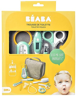 Béaba Filled Hanging Beauty Case - Grey - Everything You Need Always at Hand Kit Toilette Baby