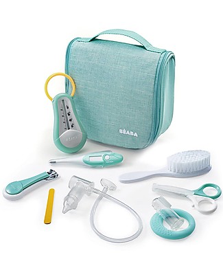 Béaba Filled Hanging Beauty Case - Mint - Everything You Need Always at Hand Kit Toilette Baby