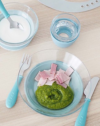 Béaba Glass Meal Set with Suction - Plate + Bowl + Glass - Jungle - Made in France Meal Sets
