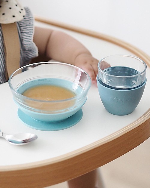 Béaba Glass Meal Set with Suction - Plate + Bowl + Glass - Jungle - Made in France Meal Sets