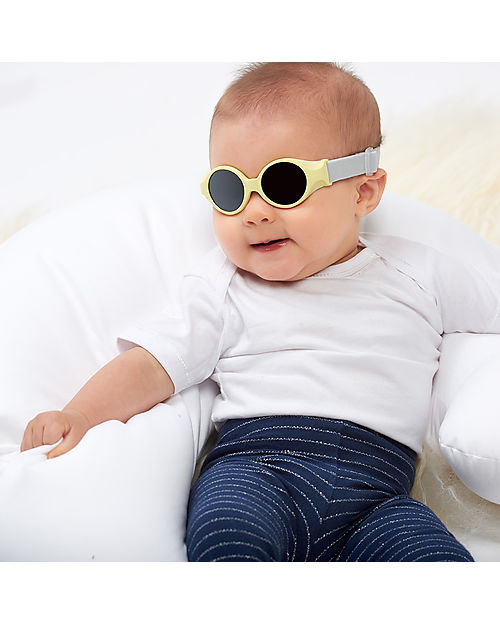 Béaba Glee Sunglasses - Tender Yellow - 0-9M with Adjustable Strap - 100% UV Filtering Sunglasses