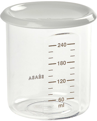 Béaba High Quality Conservation Jars - Maxi - Grey - 240 ml - Withstands High and Low Temperatures Snack and Formula Containers