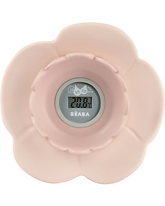 Béaba Lotus Multi-Functional Digital Thermometer - Pink - Measures the Ambient and Water Temperature Thermometer