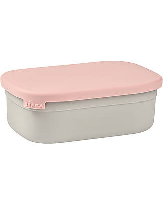 Béaba Lunch Box With Dividers- Velvet Grey and Dusty Rose - Stainless Steel Food Containers