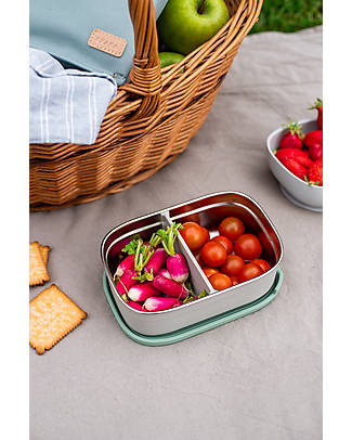 Béaba Lunch Box With Dividers - Velvet Grey and Sage Green - Stainless Steel Food Containers