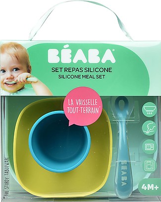 Béaba Meal Set - 4 pcs - Silicone - Blue Meal Sets