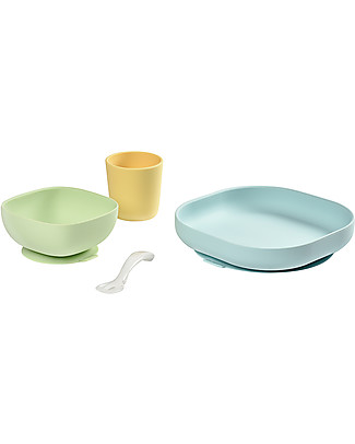 Béaba Meal Set - 4 pcs - Silicone - Yellow Meal Sets