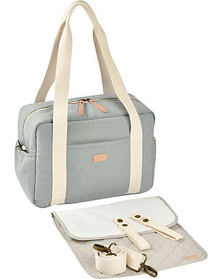 Béaba Paris Changing Bag - Frosty Green - Changing Mat and Shoulder Strap Included! Diaper Changing Bags