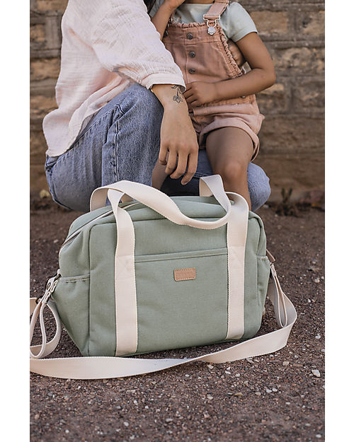 Béaba Paris Changing Bag - Frosty Green - Changing Mat and Shoulder Strap Included! Diaper Changing Bags