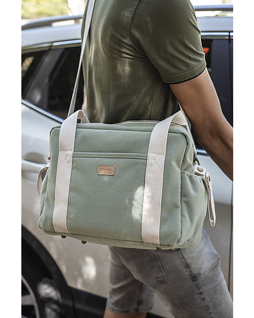 Béaba Paris Changing Bag - Frosty Green - Changing Mat and Shoulder Strap Included! Diaper Changing Bags