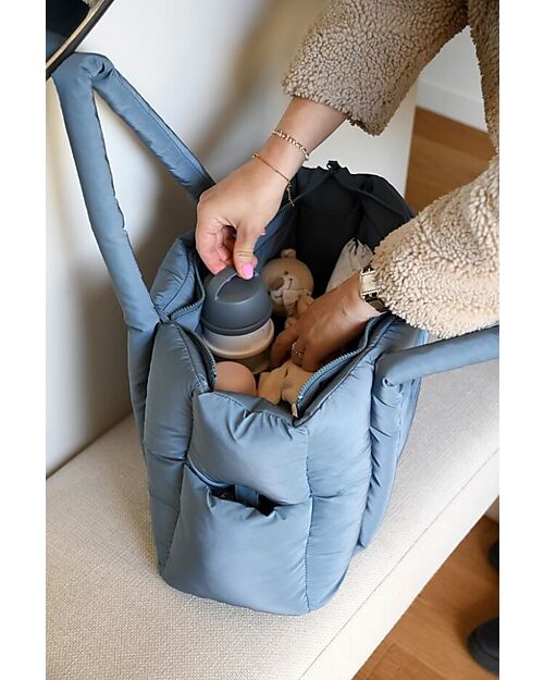 Béaba Quilted Changing Bag - Baltic Blue - Includes Changing Mat and Stroller Hooks Diaper Changing Bags