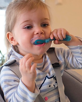 Béaba Second Age Silicone Spoon - Blue - from 8 Months Spoons, Cutlery & Chopsticks