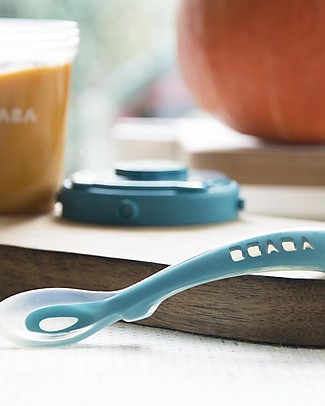 Béaba Second Age Silicone Spoon - Blue - from 8 Months Spoons, Cutlery & Chopsticks