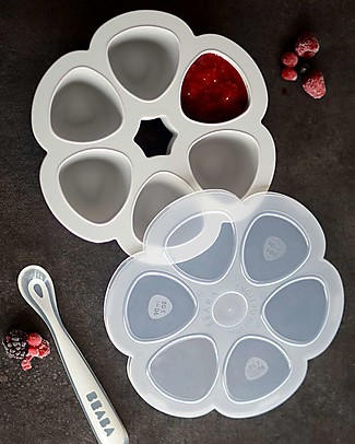 Béaba Silicone Multiportions for Food - Grey - 6x90 ml - Time Saver Snack and Formula Containers