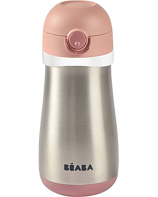 Béaba Stainless Steel Bottle with Handle - 350 ml - Pink Thermos Bottles