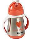 Béaba Stainless Steel Straw Cup - 250 ml - Red - To Learn Drink by Himself Baby Bottles